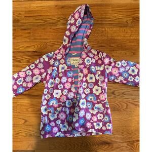 Girls size 6 Hatley Rain jacket Purple floral terry cloth lining